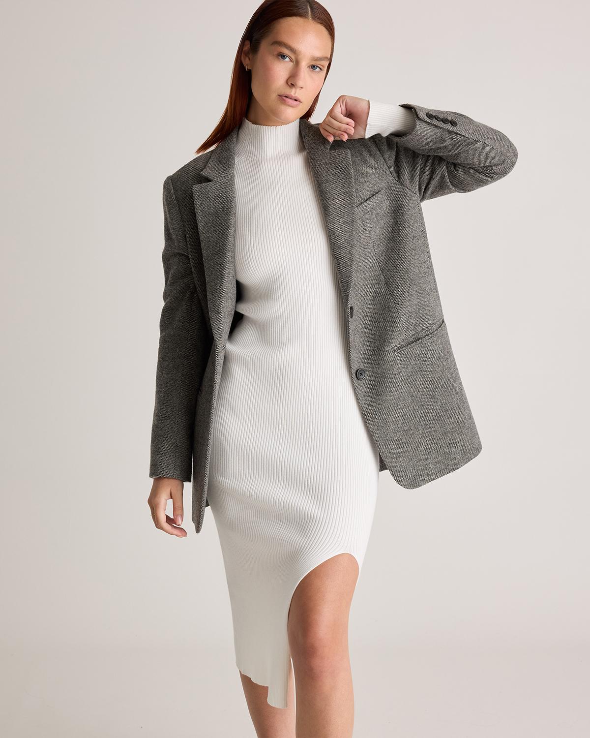 Quince | Women's Eco-Knit Ribbed Mock Neck Sweater Dress Viscose Product Image