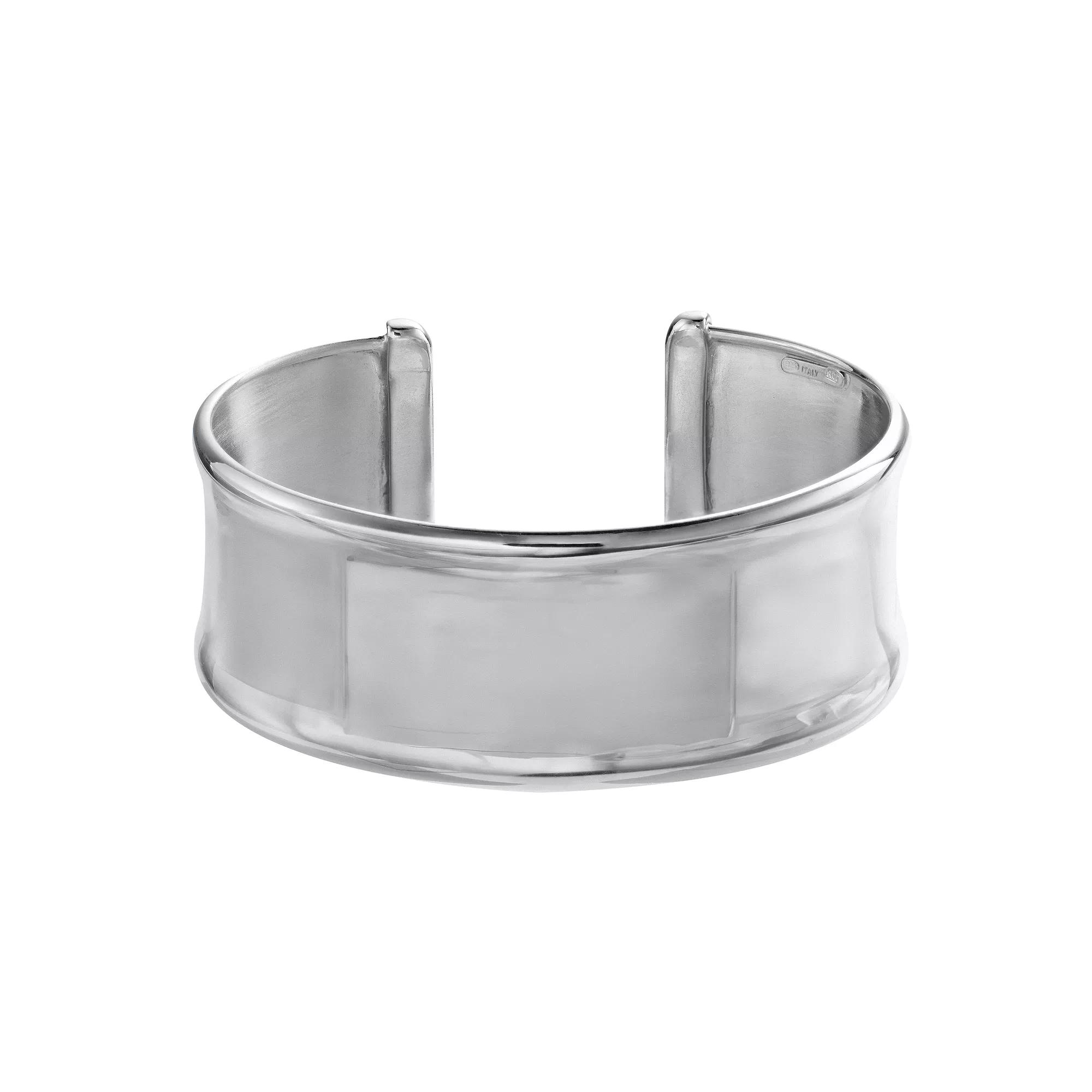 Sterling Silver Concave Cuff Bangle Bracelet, Women's, Silver Tone Product Image