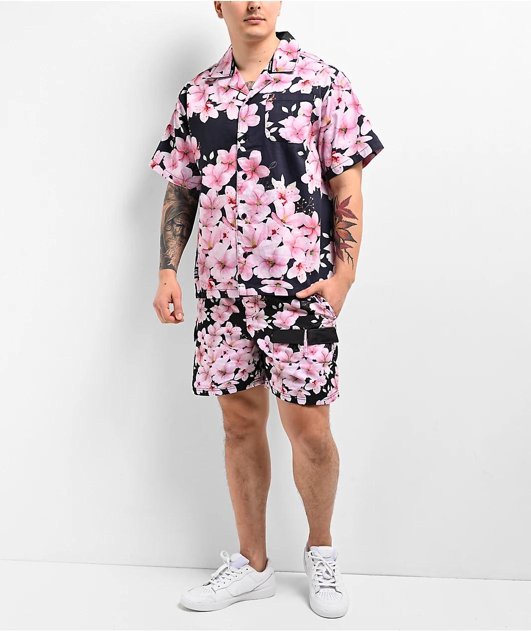 Primitive Sakura Black & Pink Short Sleeve Shirt Product Image