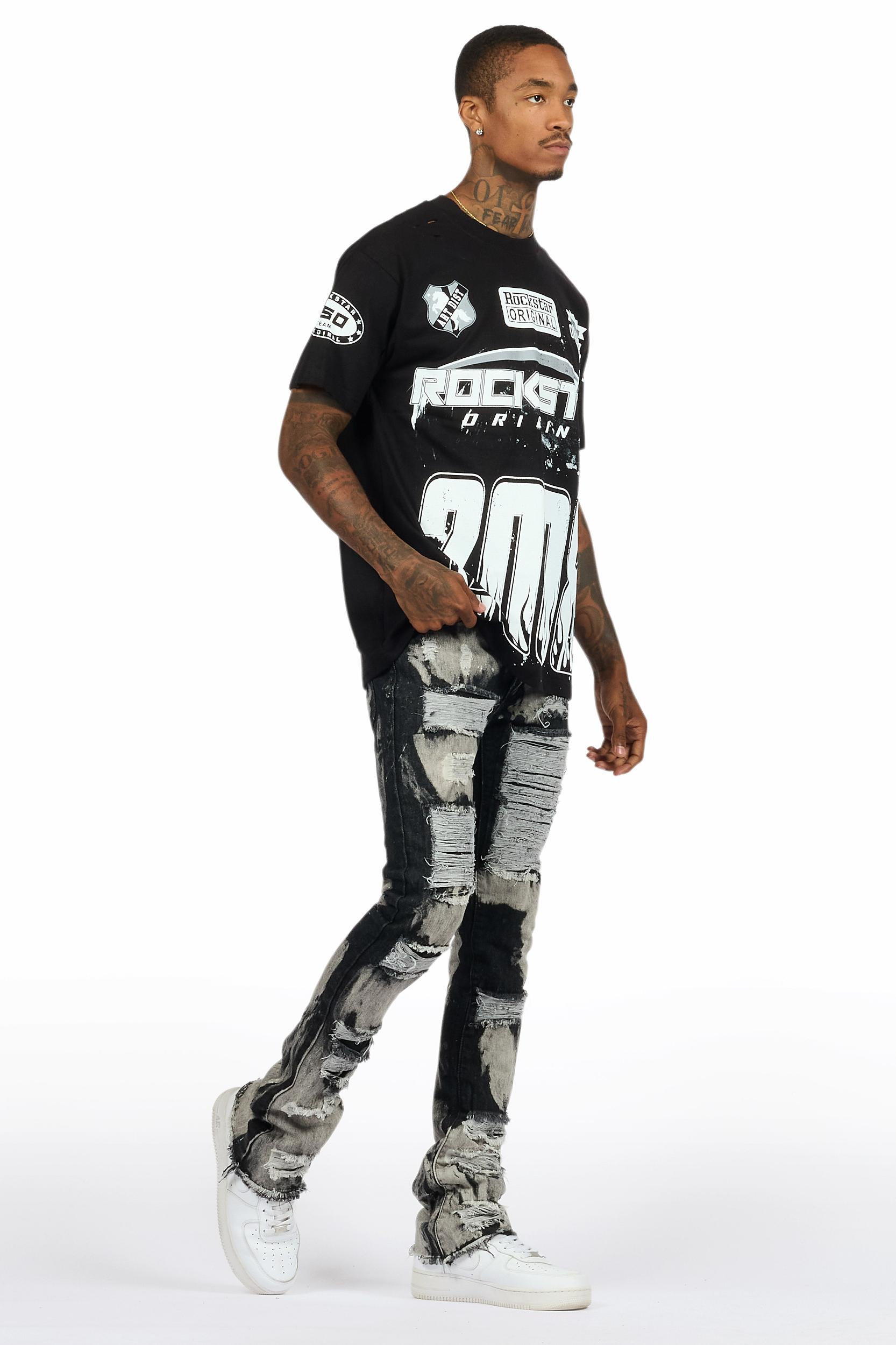 Amos Black T-Shirt/Stacked Flare Jean Bundle Male Product Image