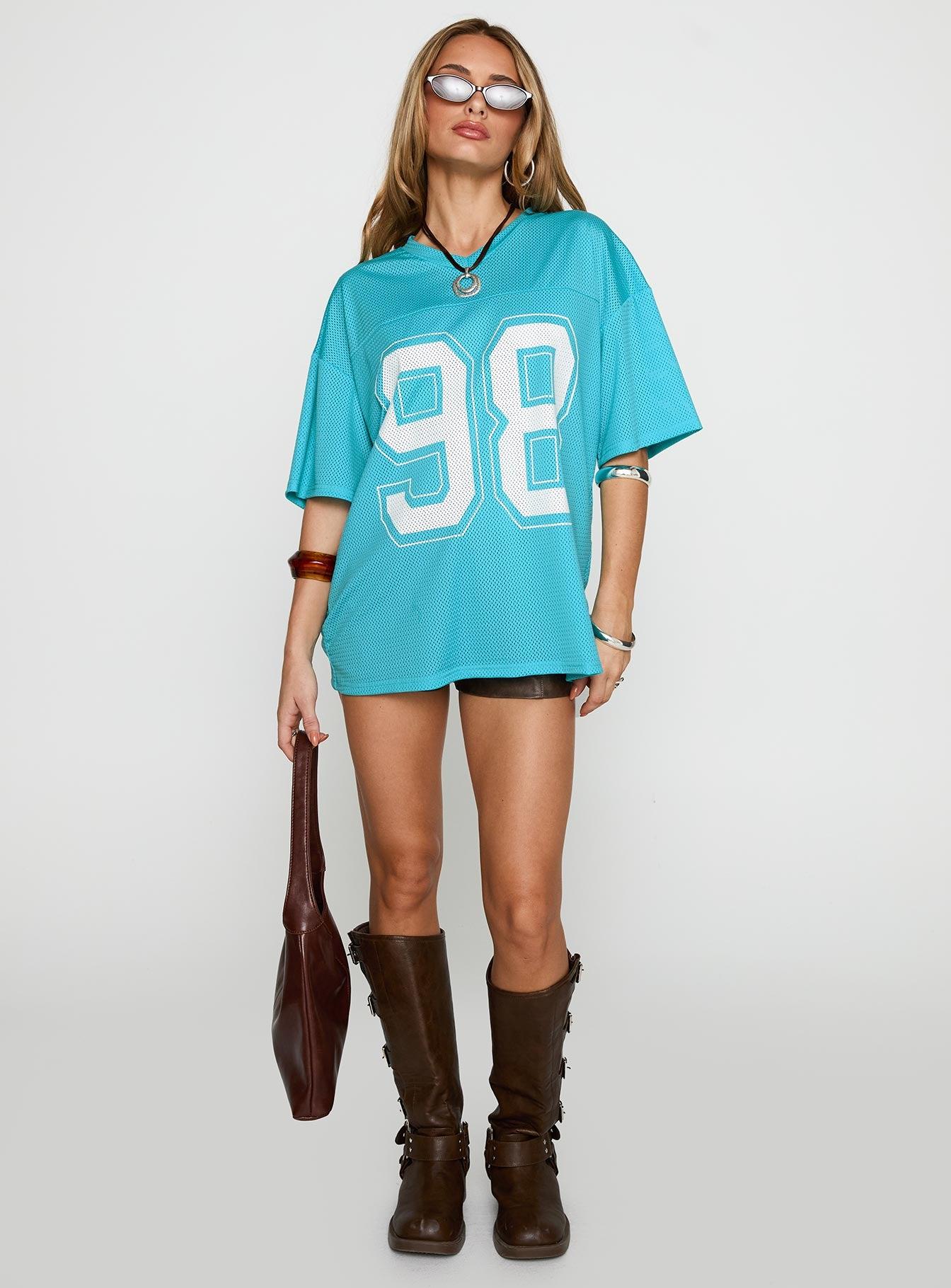 98 Sports Oversized Graphic Tee Blue Product Image