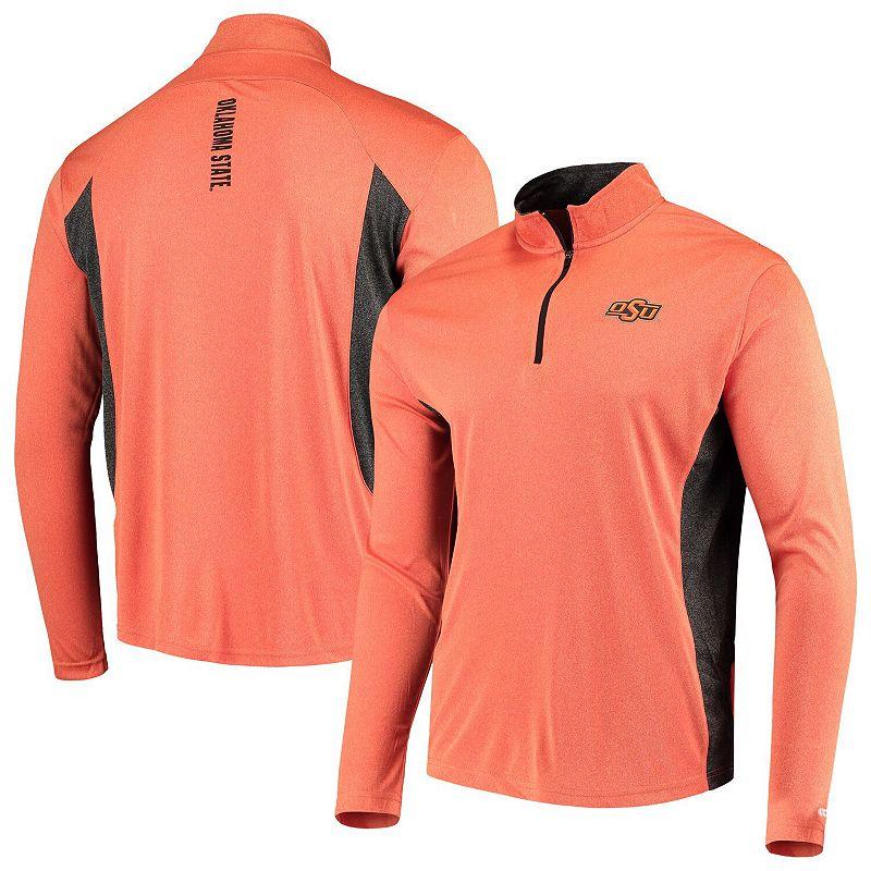 Men's Colosseum Heathered Orange/Black Oklahoma State Cowboys Audible Quarter-Zip Pullover Windshirt Jacket, Size: Large Product Image