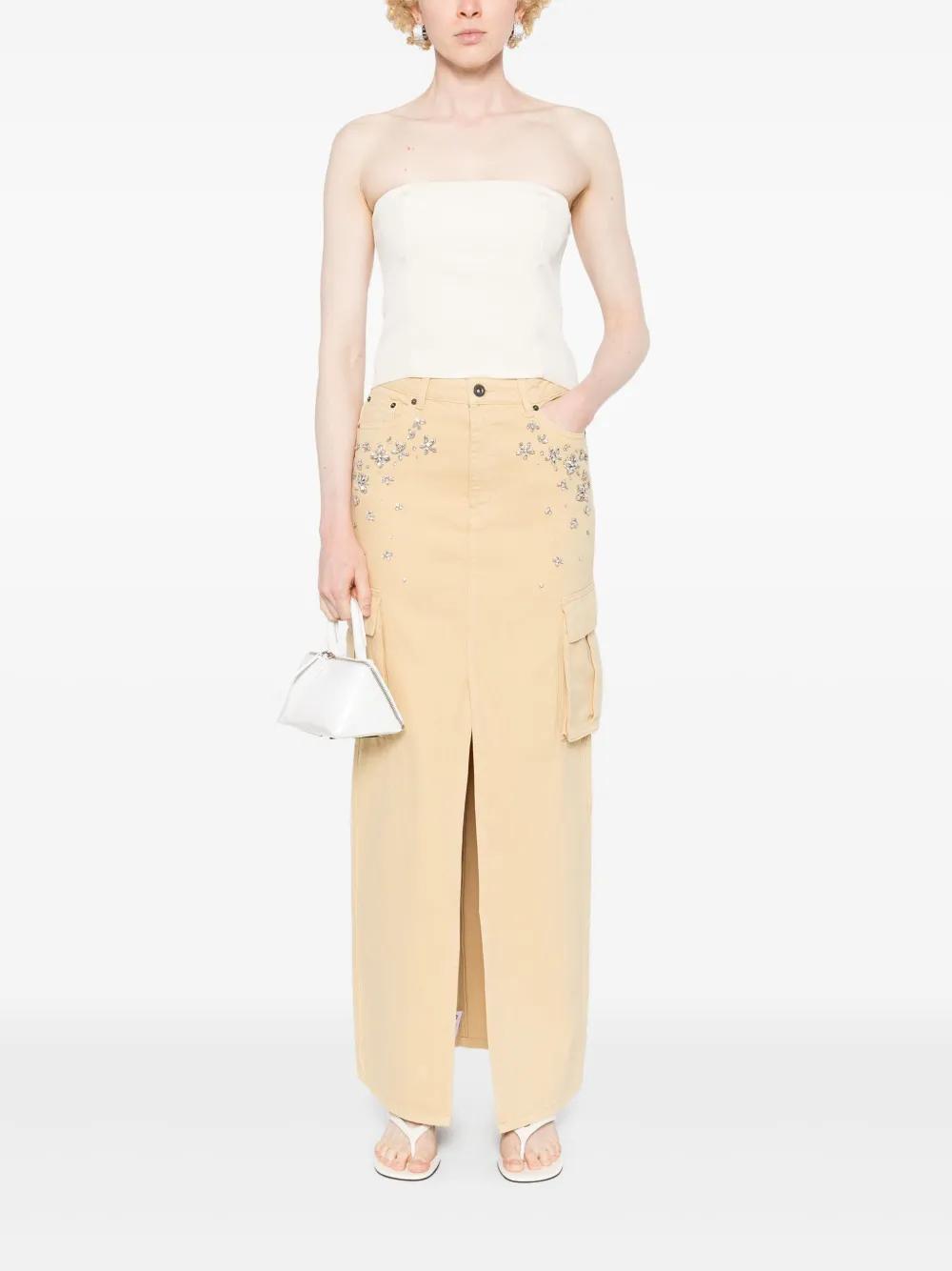gem-embellished denim maxi skirt Product Image