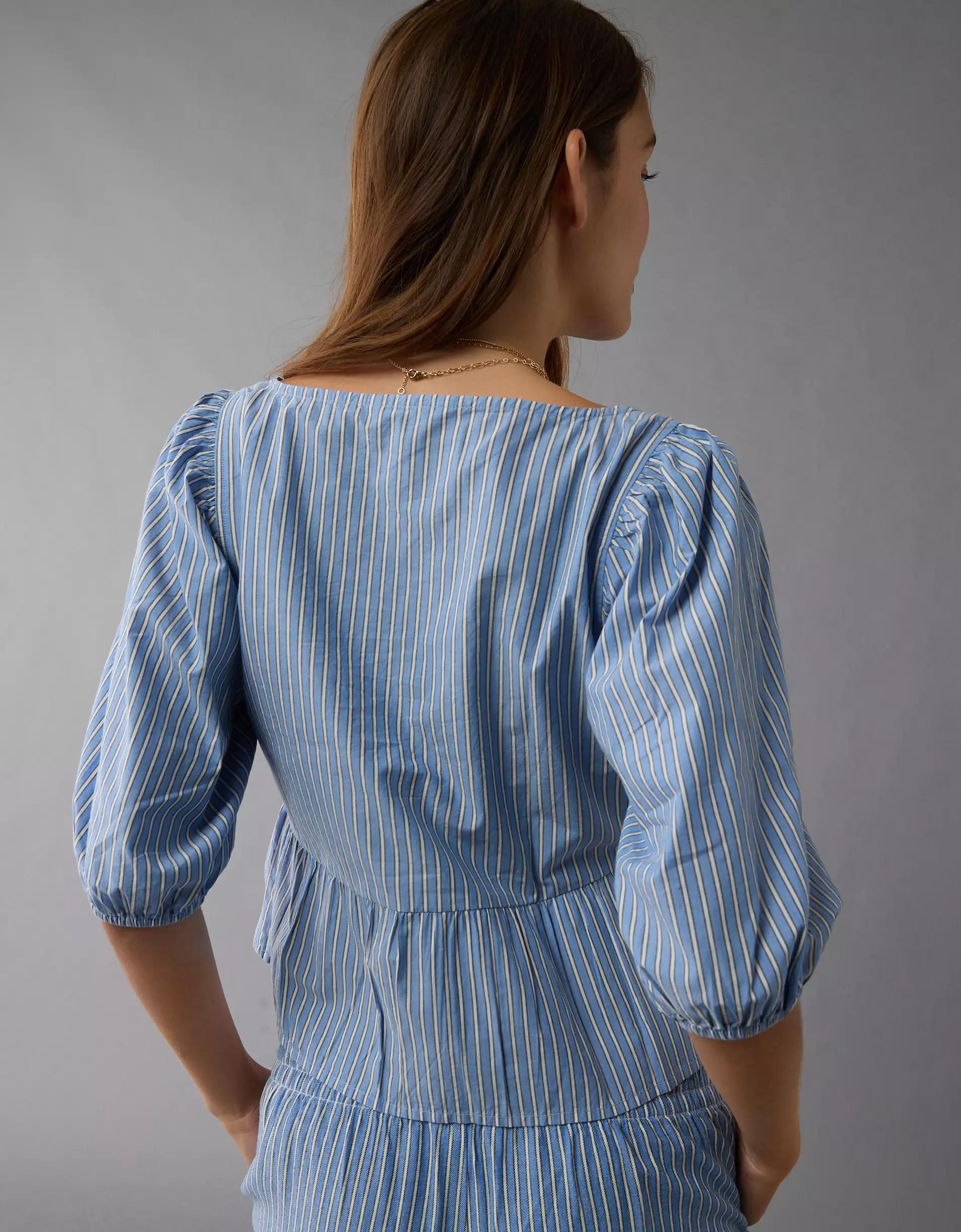 AE Puff Sleeve Tie Front Top Product Image