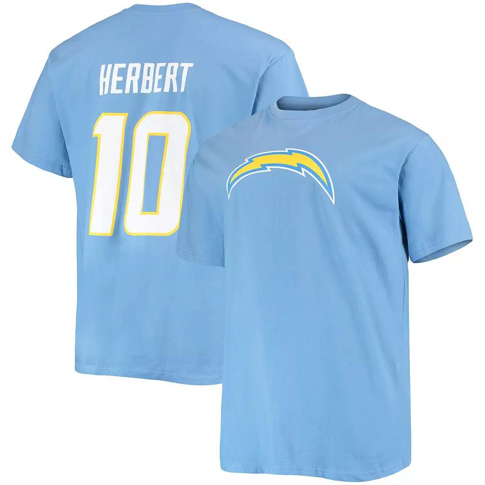 Men's Fanatics Branded Justin Herbert Powder Blue Los Angeles Chargers Big & Tall Player Name & Number T-Shirt,  Product Image