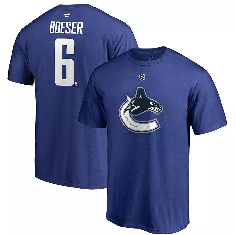 Men's Fanatics Branded Elias Pettersson Blue Vancouver Canucks Team Authentic Stack Name & Number T-Shirt,  Product Image