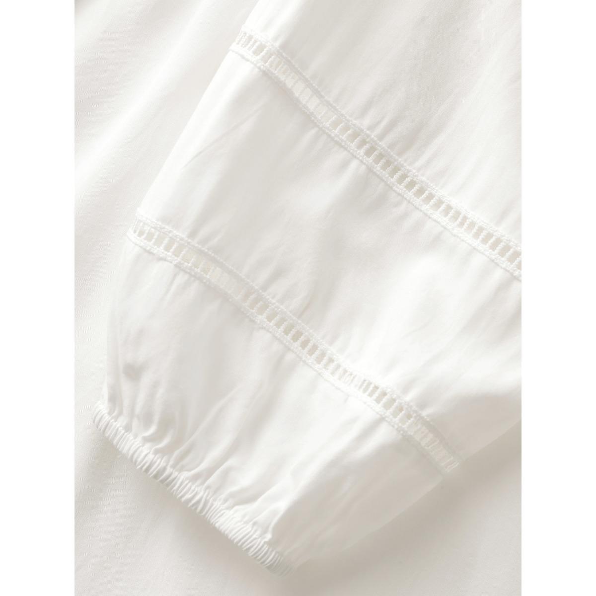 Plus Size Shirt Collar Button Detail Woven Ribbon Dress Originalwhite Women Workwear Essentials Woven ribbon&lace trim Shirt collar Long Sleeve Curvy BloomChic 22-24/3X Product Image