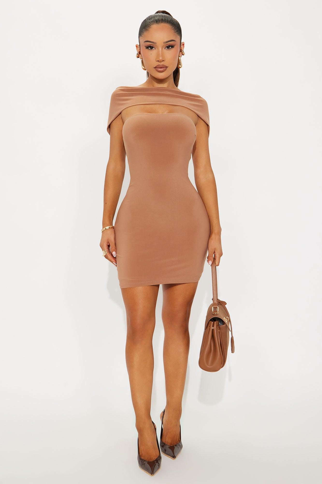 Quinn Short Sleeve Mini Dress - Mocha Female Product Image