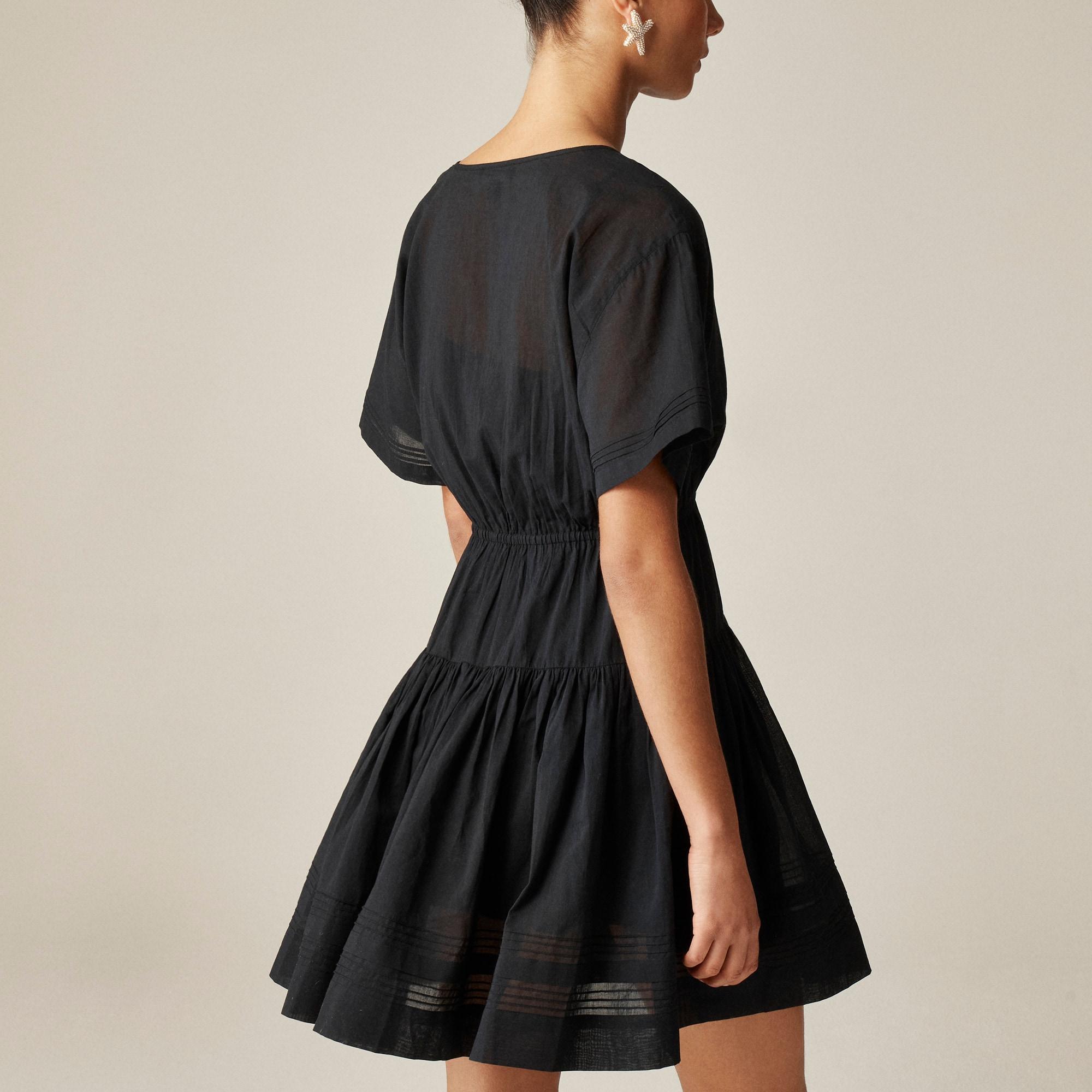 Pintuck mini shirtdress in cotton voile Product Image
