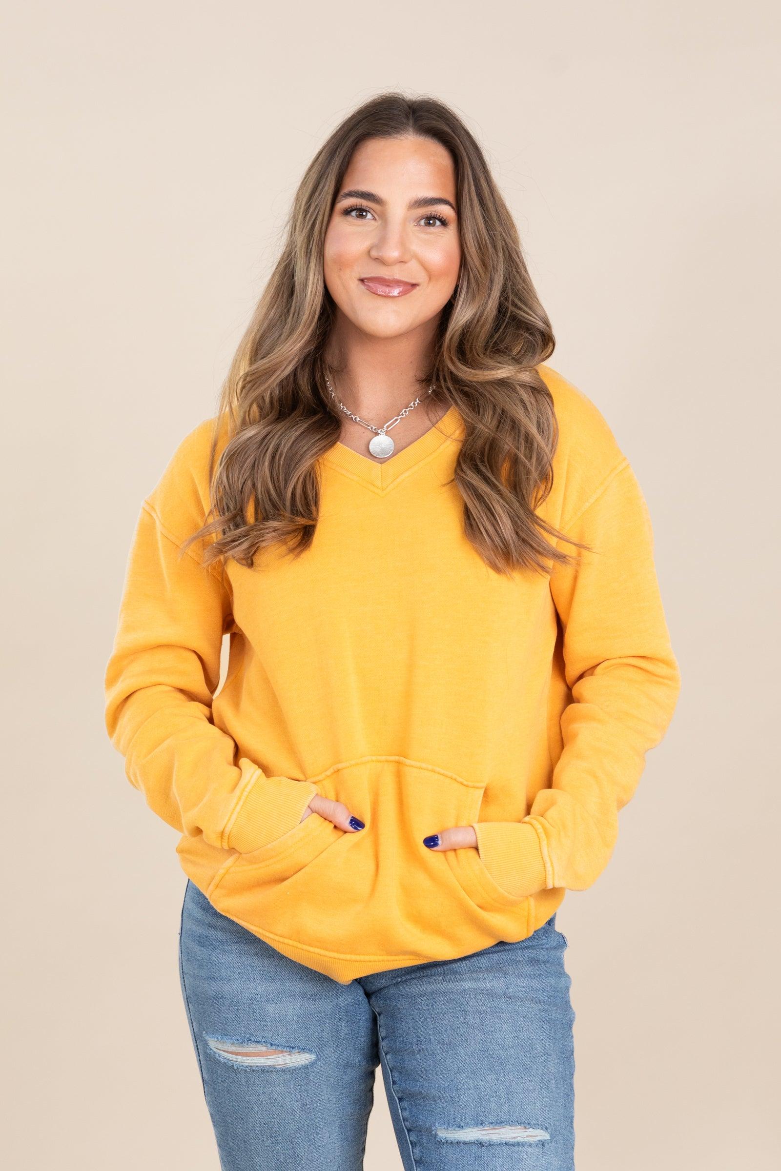 Pigment Dyed Cozy Campfire V-Neck Sweatshirt Product Image