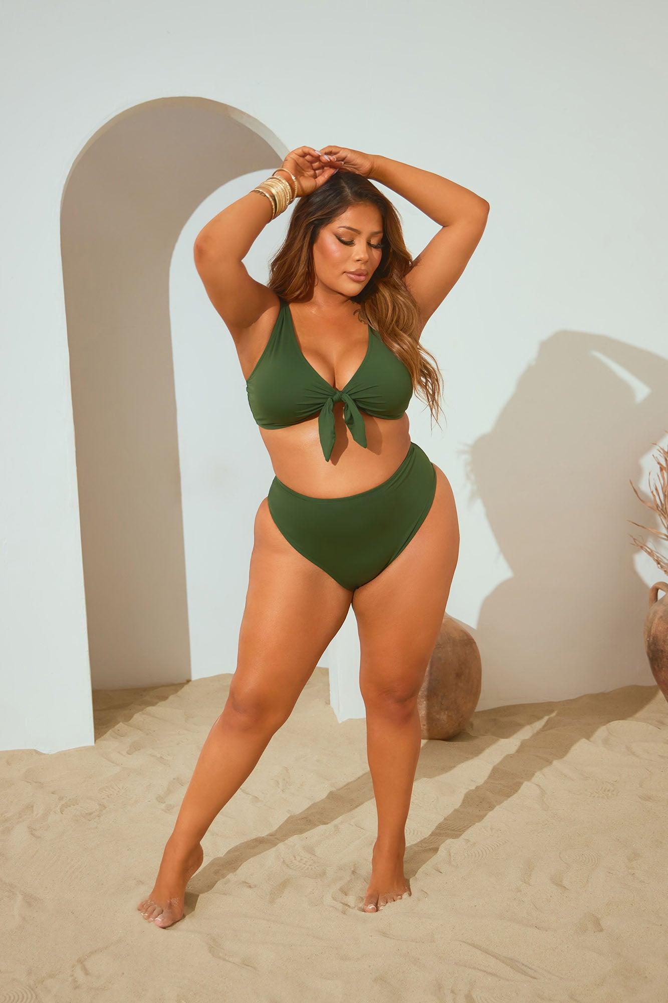 Beachy Summer Strappy 2 Piece Bikini - Olive Product Image
