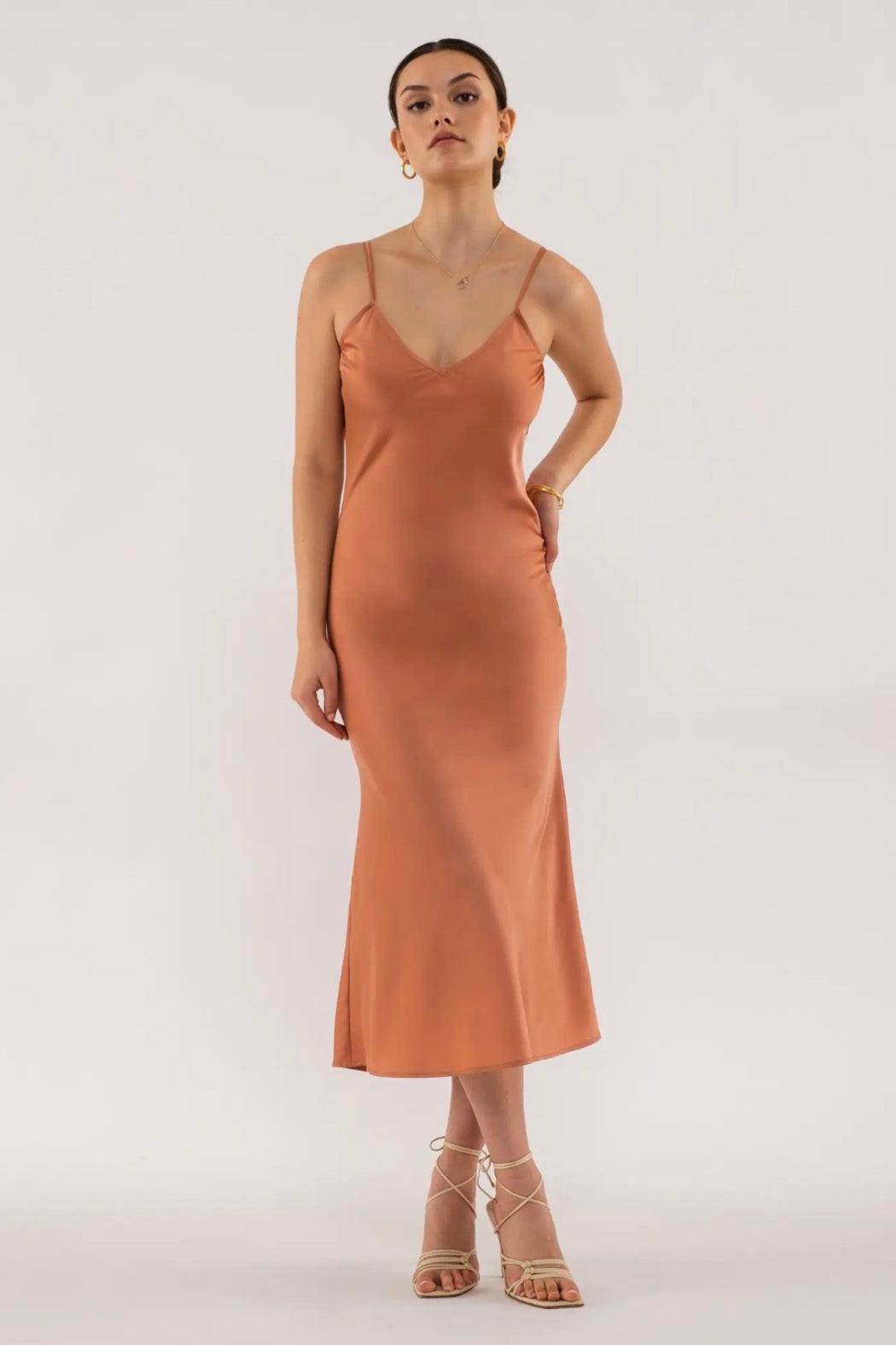 V Neck Slip On Midi Dress Product Image