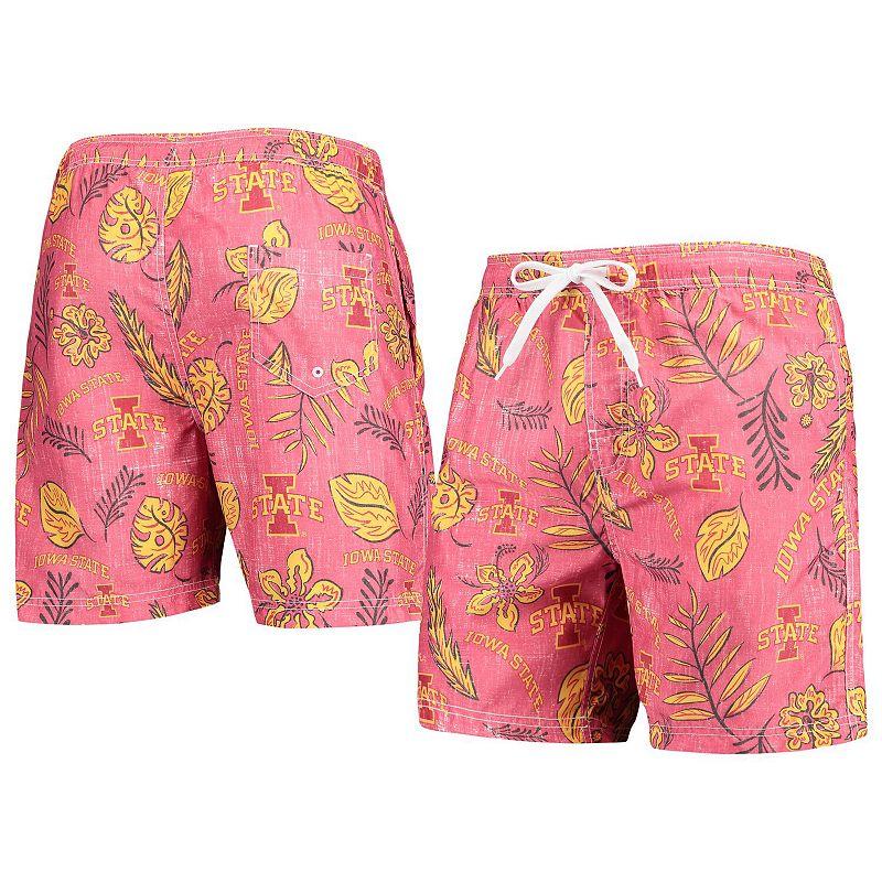 Men's Wes & Willy Cardinal Iowa State Cyclones Vintage Floral Swim Trunks,  Product Image