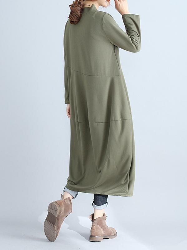 Casual Loose Plus Size Solid Color Hooded Midi Dresses Product Image