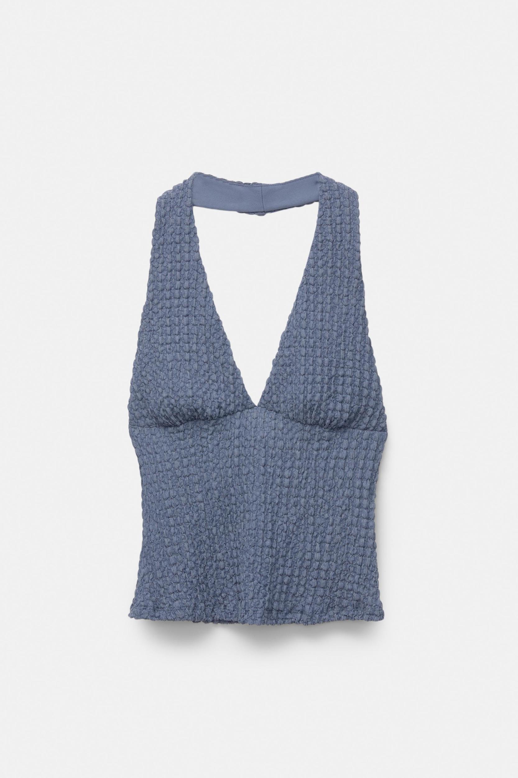 Creased-effect halter top Product Image