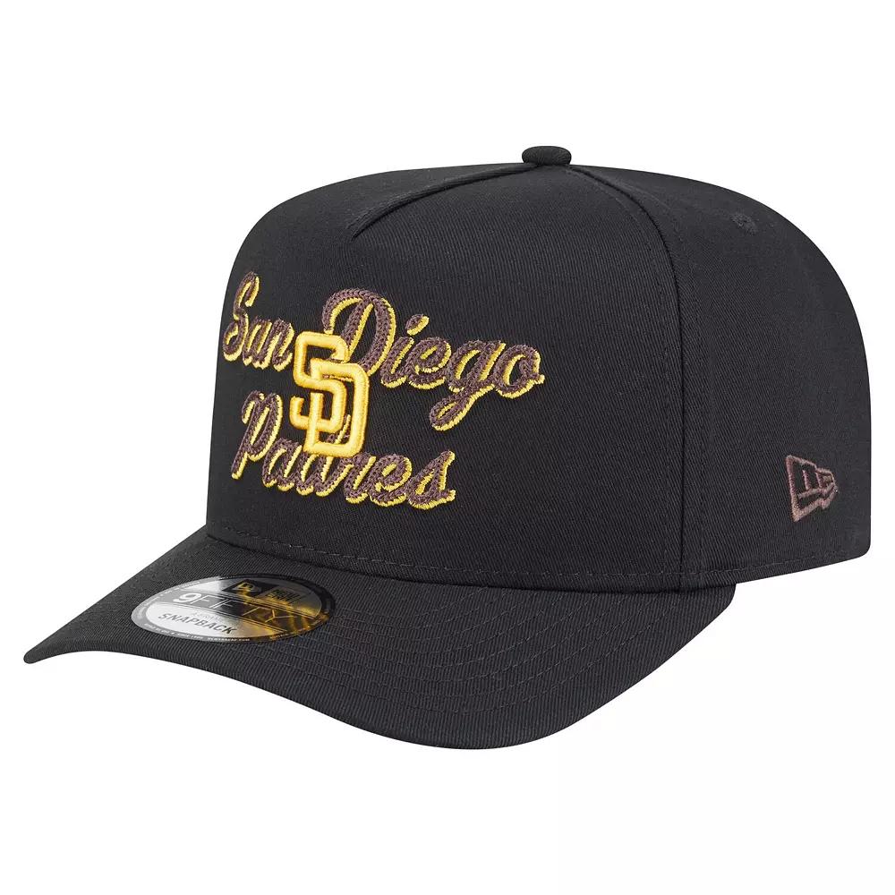 Men's New Era Black San Diego Padres Chainstitch 9FIFTY A-Frame Snapback Hat Product Image