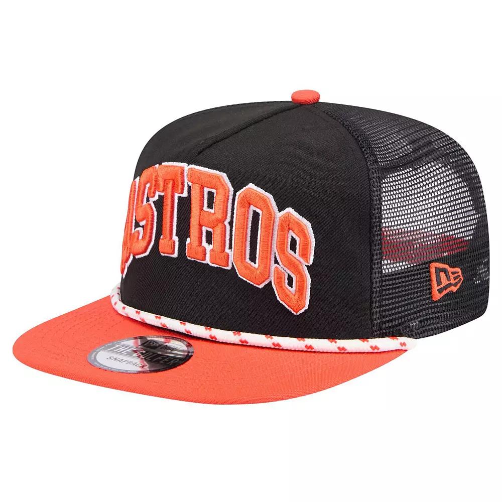 Men's New Era Black Houston Astros Throwback Meshback Golfer Hat Product Image