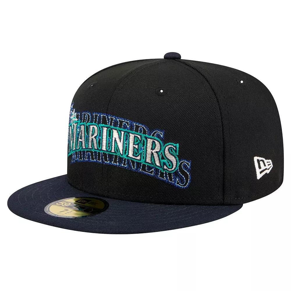 Men's New Era Black Seattle Mariners Shadow Stitch 59FIFTY Fitted Hat, Size: 7 1/2 Product Image
