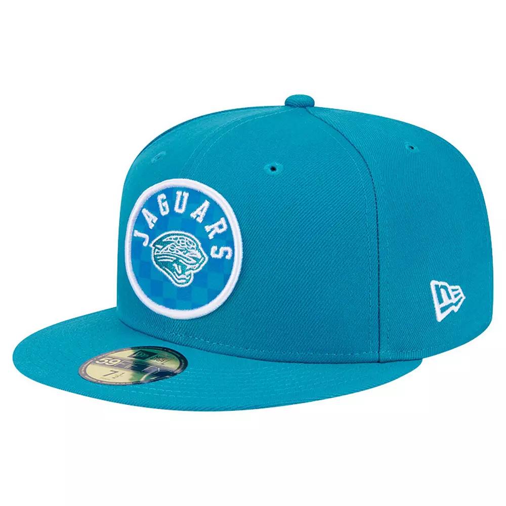 Men's New Era Teal Jacksonville Jaguars Checkered 59FIFTY Fitted Hat,  Product Image