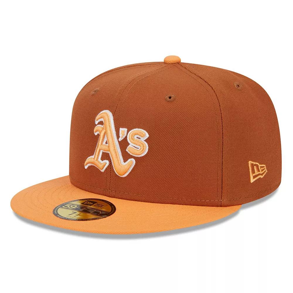 Men's New Era Brown/Orange Oakland Athletics Spring Color Basic Two-Tone 59FIFTY Fitted Hat, Size: 7 1/8 Product Image