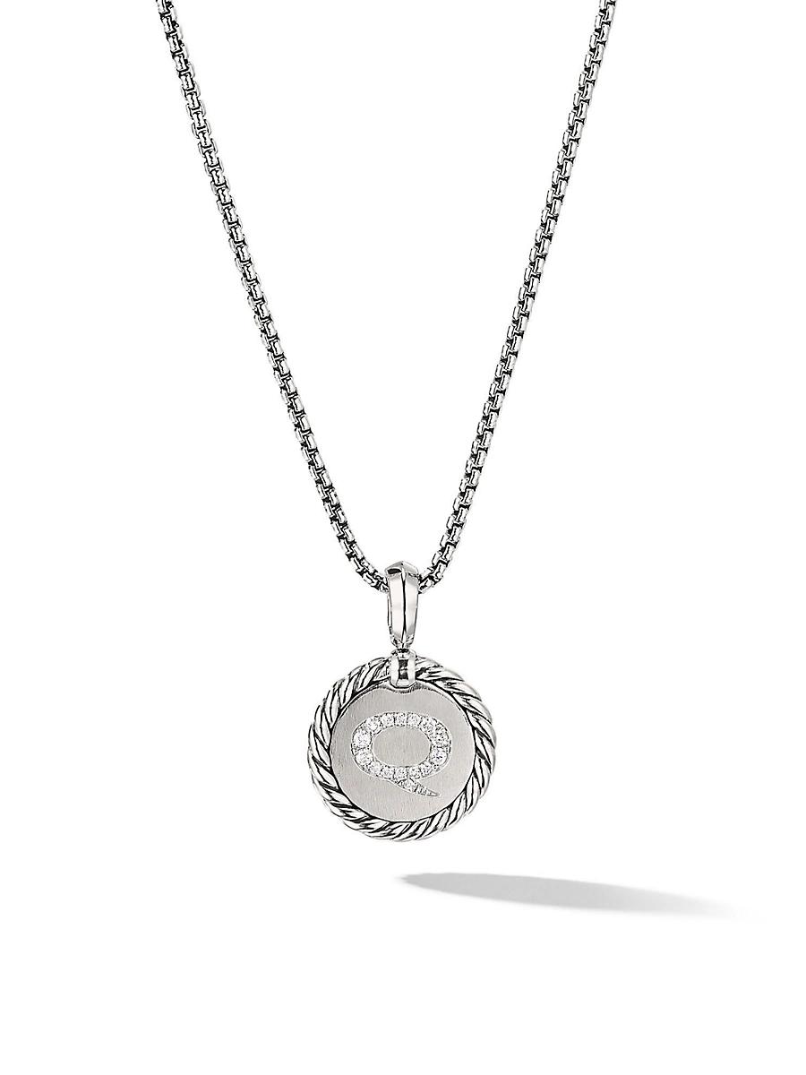 Womens Initial Charm Necklace in Sterling Silver Product Image