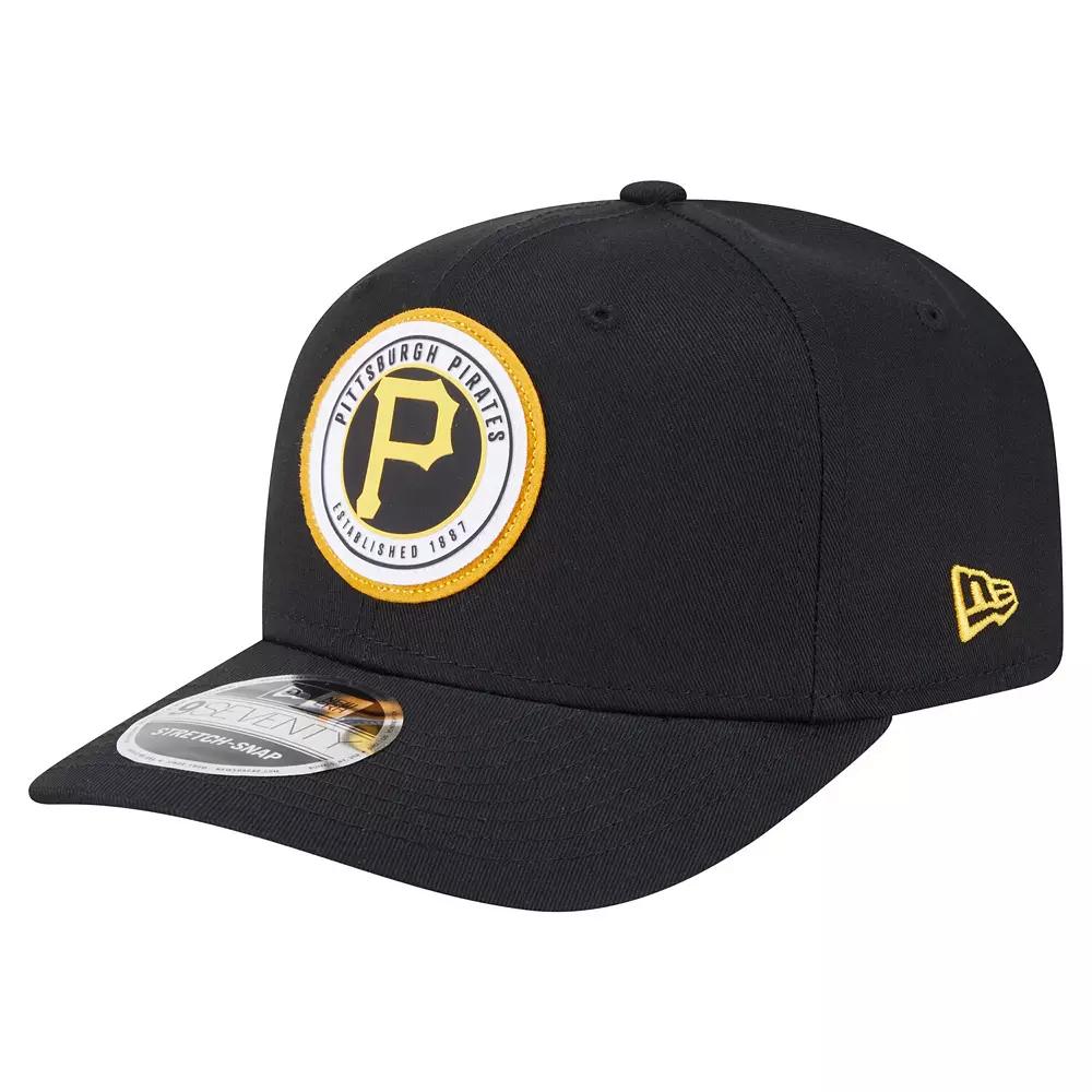 Men's New Era Black Pittsburgh Pirates Circle Patch 9SEVENTY Stretch-Snap Hat Product Image