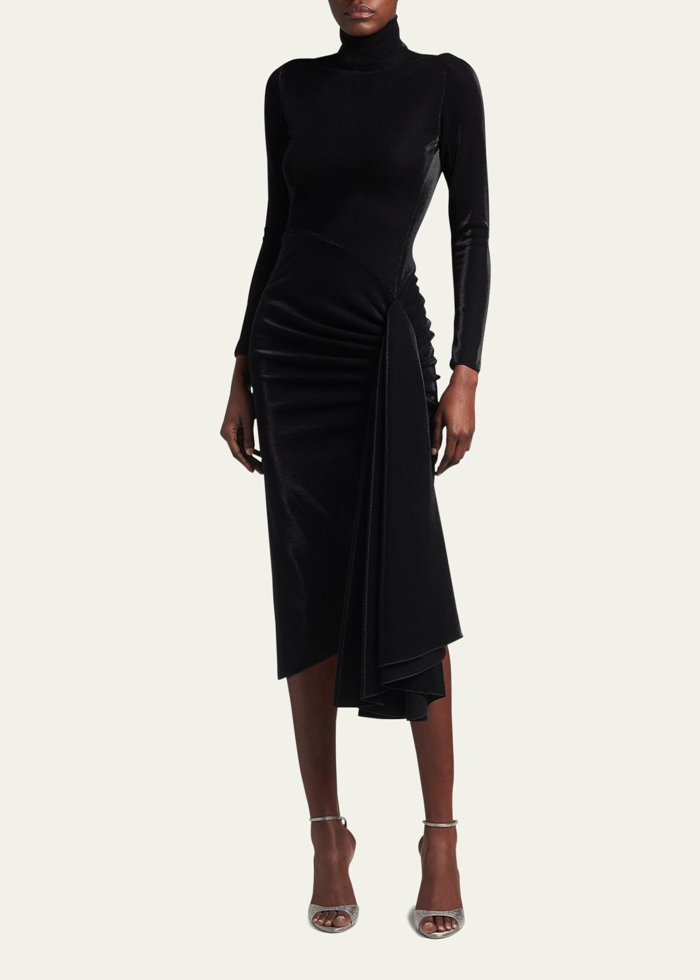 Draped Iridescent Jersey Midi Dress Product Image