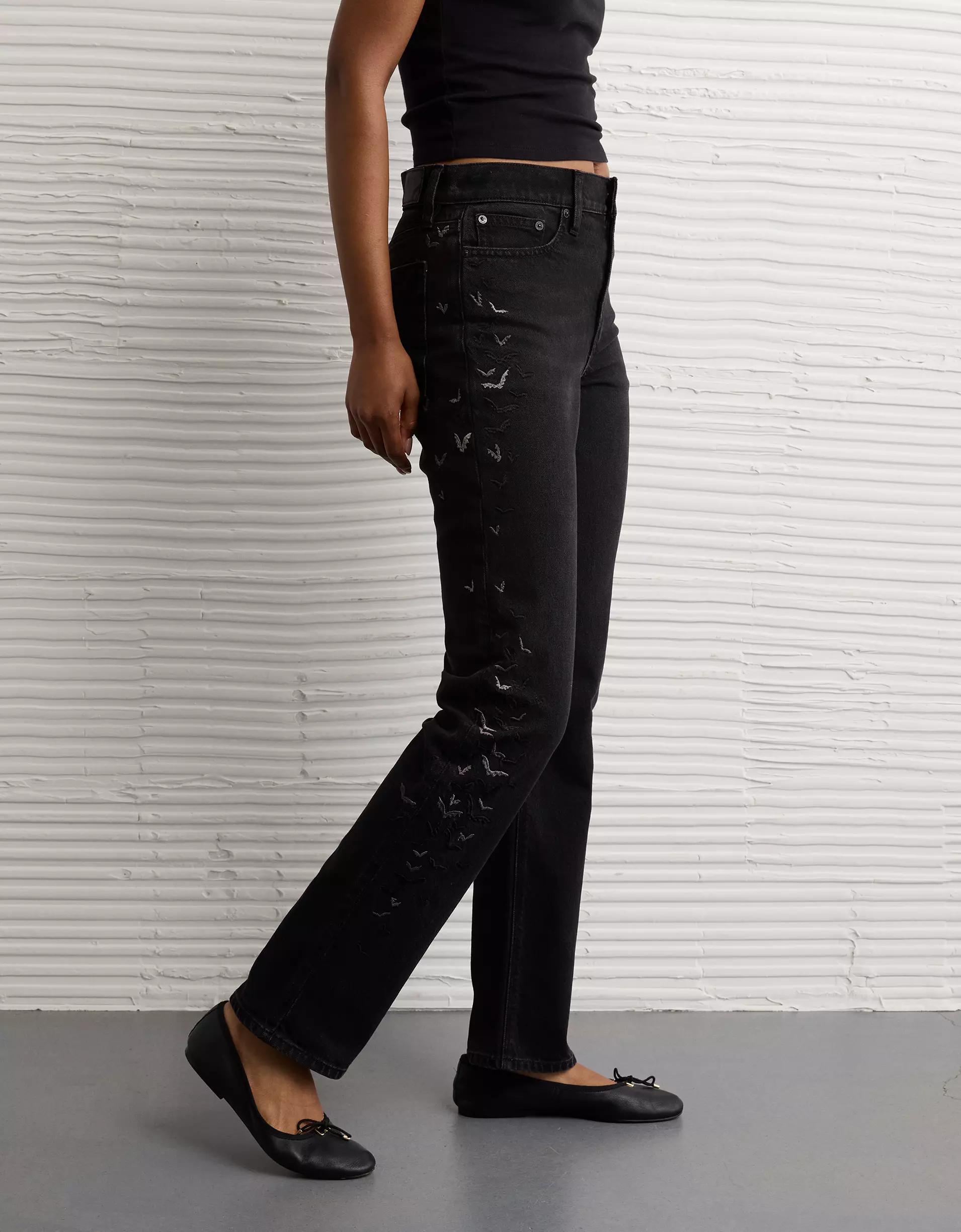 AE Stretch Super High-Waisted Straight Jean Product Image