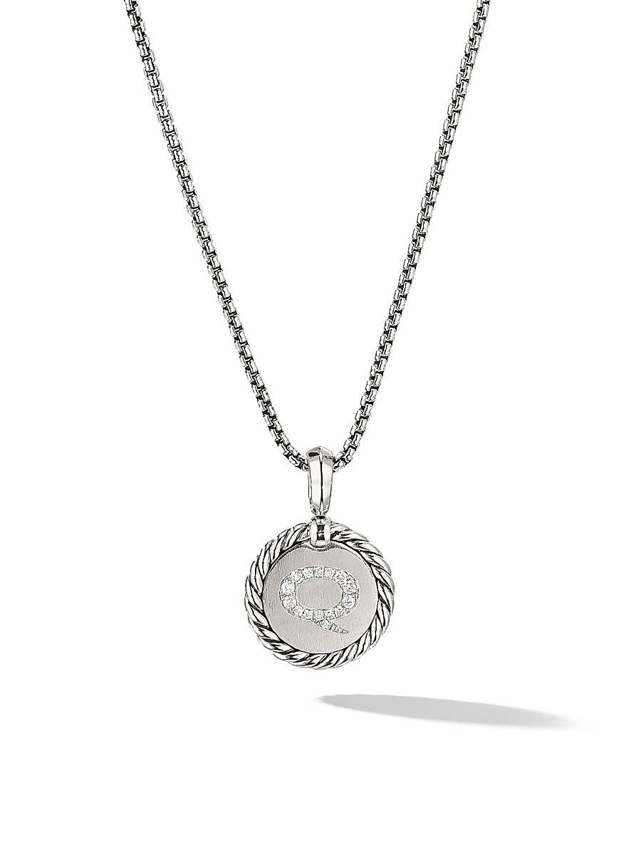 Womens Initial Charm Necklace in Sterling Silver Product Image