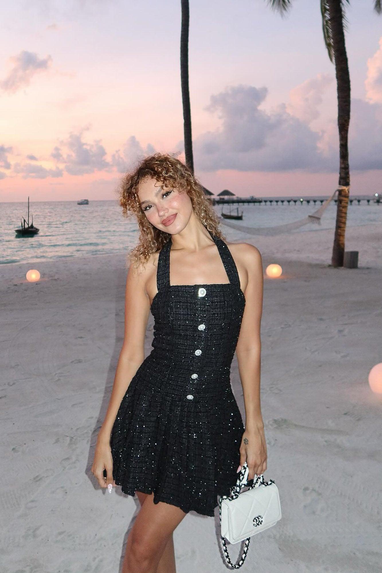 Odette Tweed Mini Dress - Black Product Image