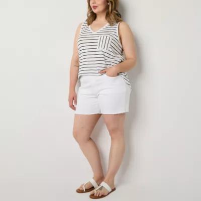 a.n.a Womens Mid Rise 4 1/2" Denim Short-Plus Product Image