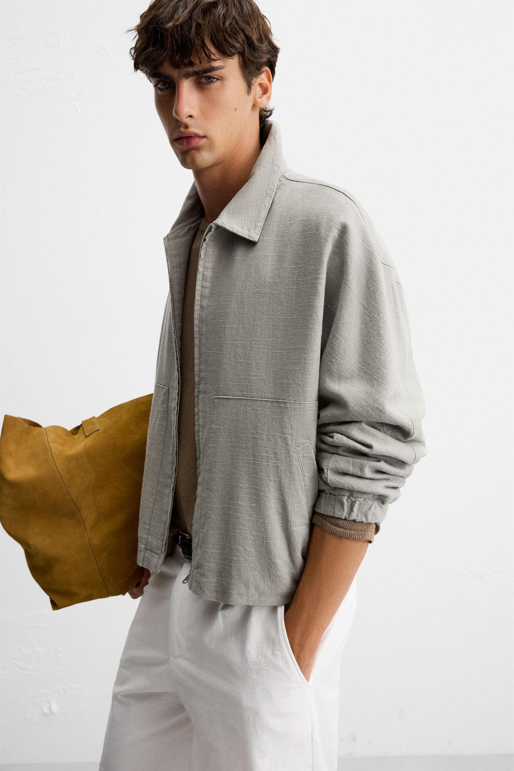 LINEN-COTTON TEXTURED JACKET Product Image