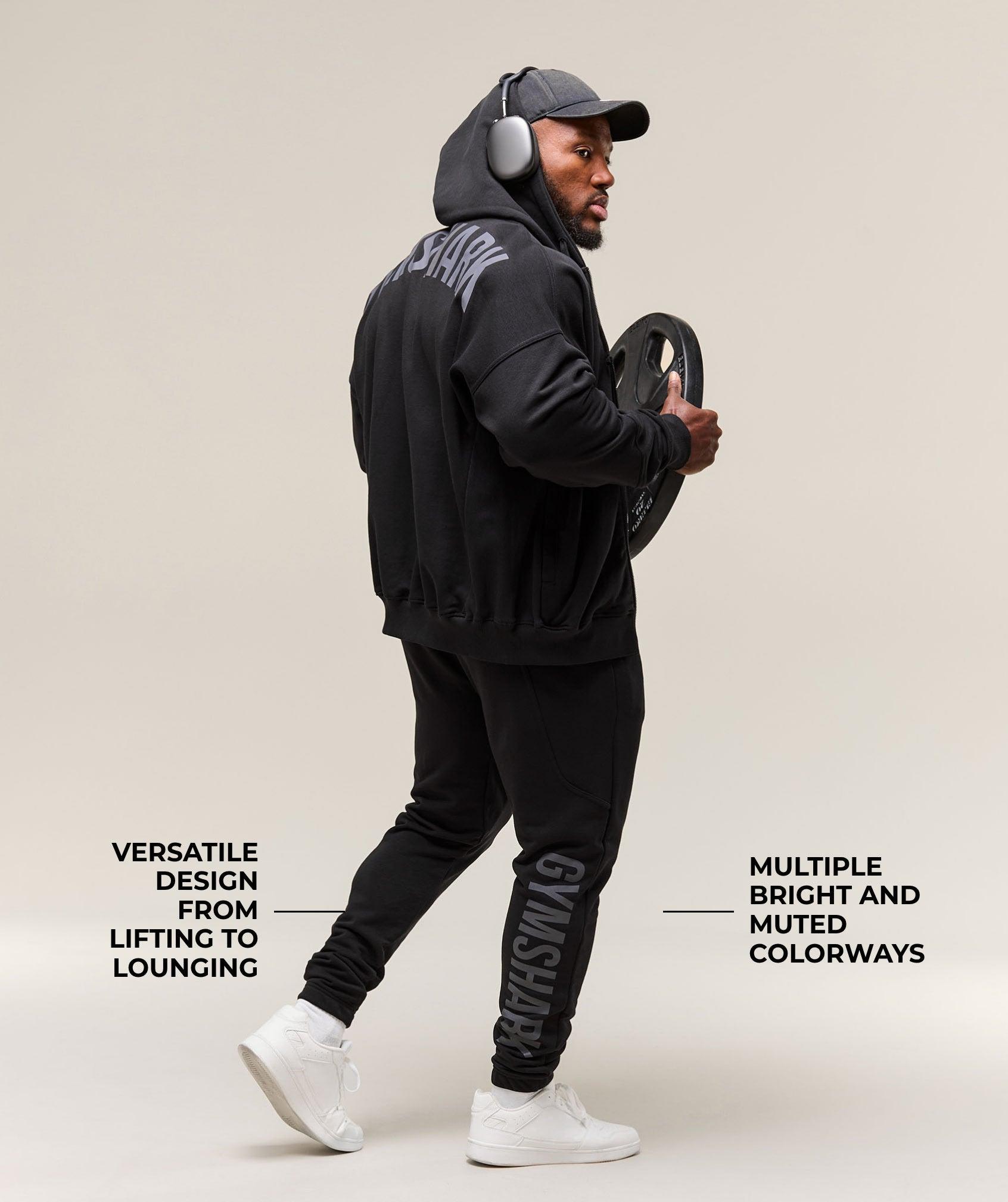 Gymshark Power Wordmark Joggers - Black Male Product Image