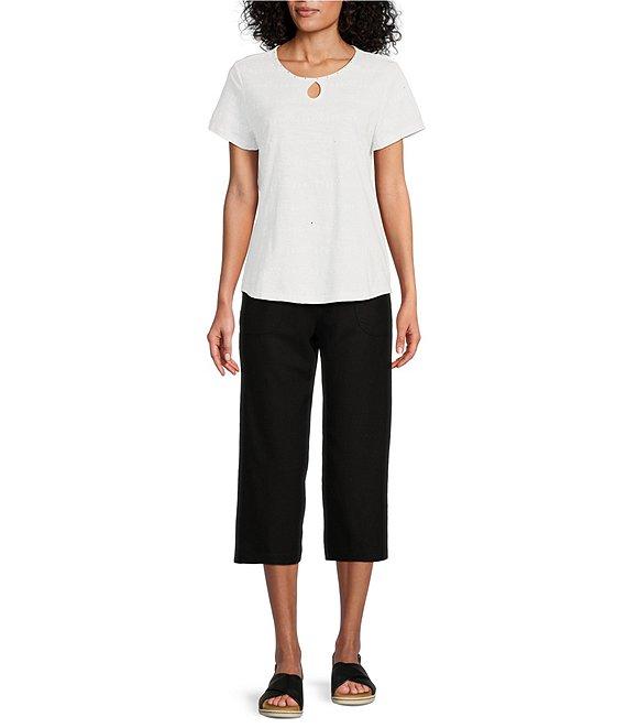 Allison Daley Short Sleeve Keyhole Neck Knit Top Product Image