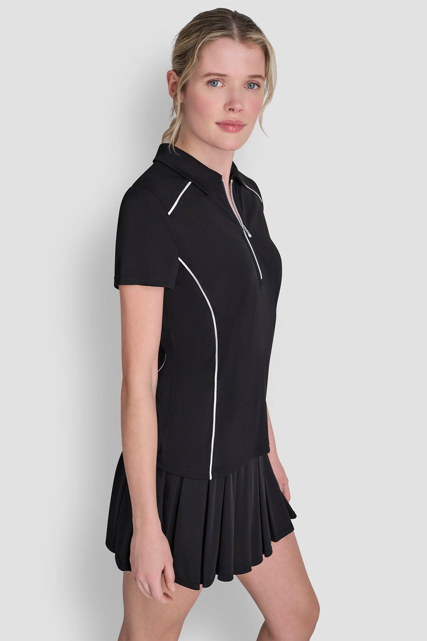 COURT PIQUÉ PIPED HALF-ZIP POLO Product Image