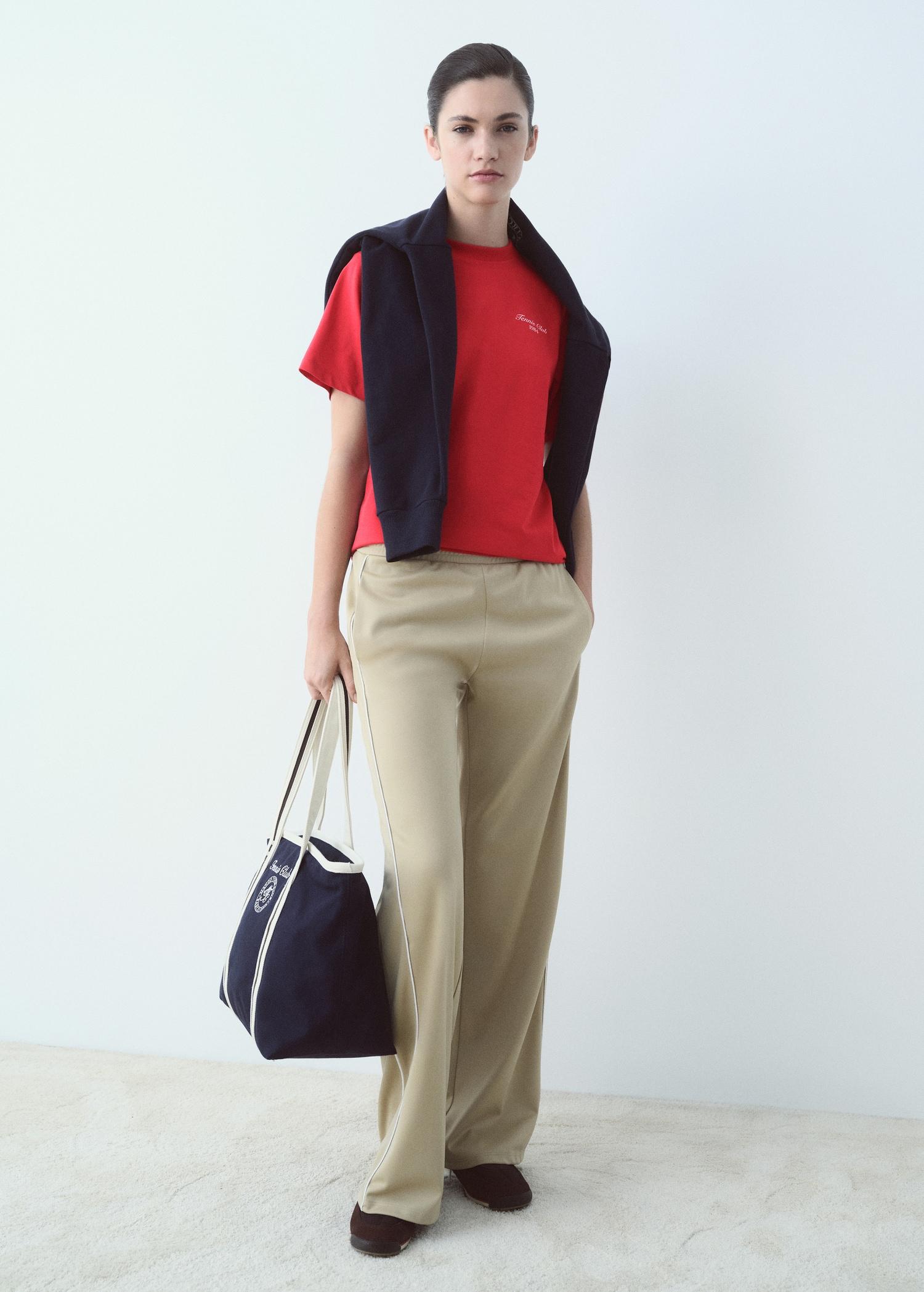 Cotton t-shirt with printed message - Women | MANGO USA Product Image