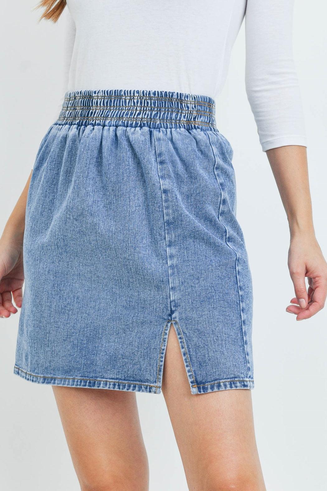 Denim Slit Mini Skirt Product Image