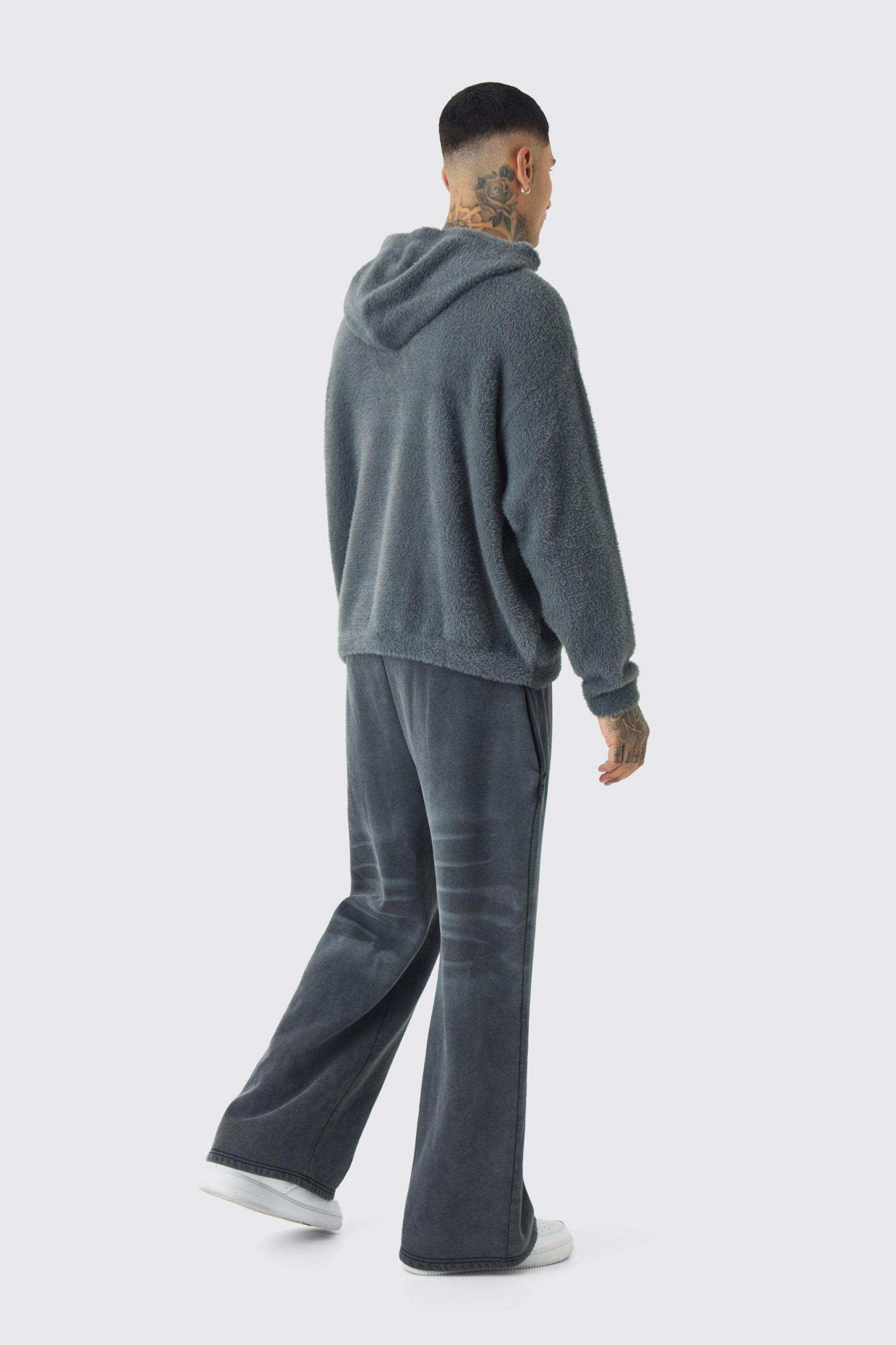 Tall Fluffy Knit Boxy Oversized Hoodie | boohooMAN USA Product Image