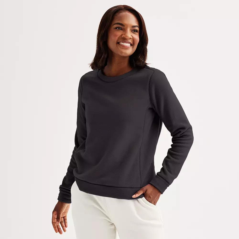 Women's Tek Gear® Micro Fleece Crewneck Sweatshirt, Size: XXL, Mineral Black Product Image