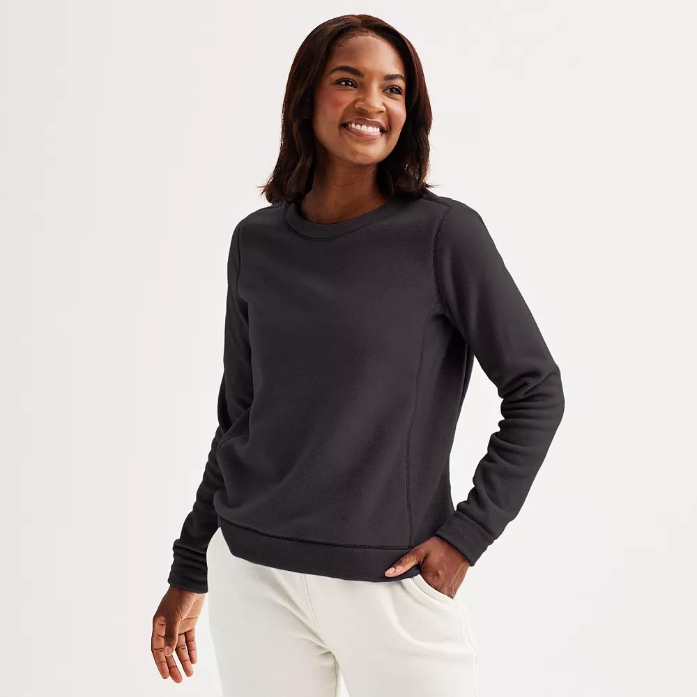 Women's Tek Gear® Micro Fleece Crewneck Sweatshirt, Size: XXL, Mineral Black Product Image