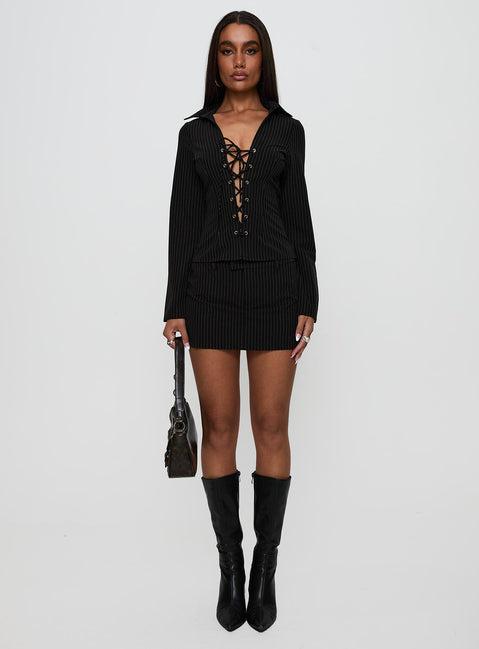 Feminique Skort Black Stripe Product Image