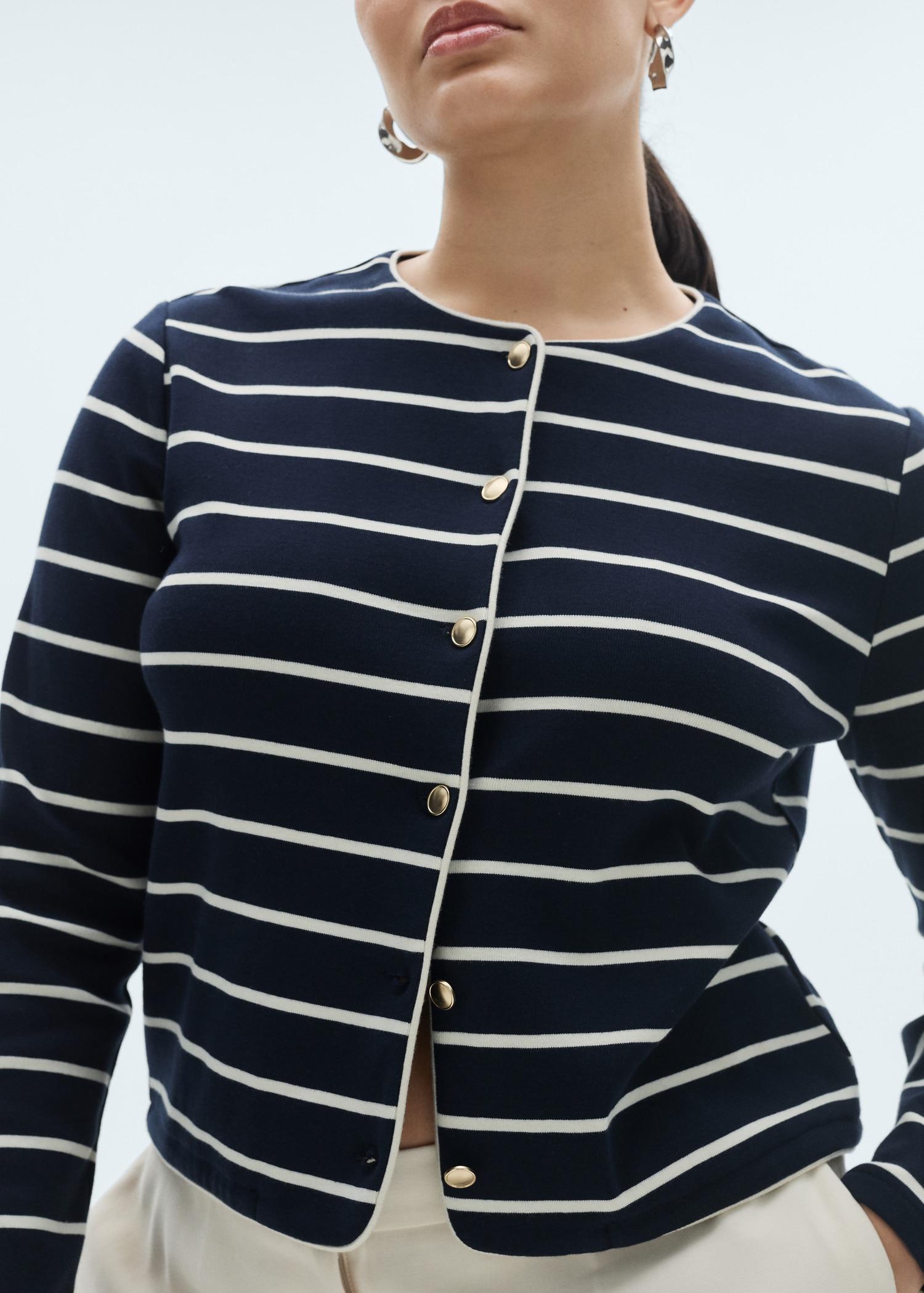 Stripped knit cardigan - Women | MANGO USA Product Image