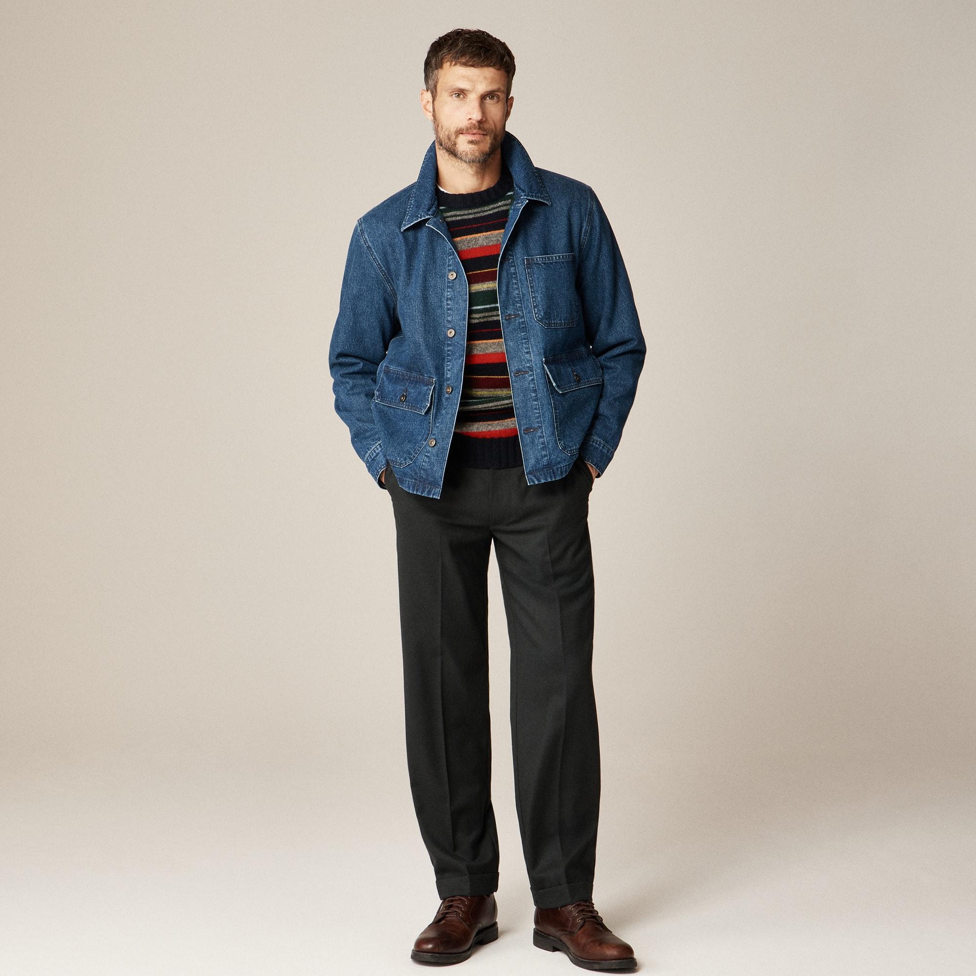 Patch-pocket denim jacket with flannel lining Product Image