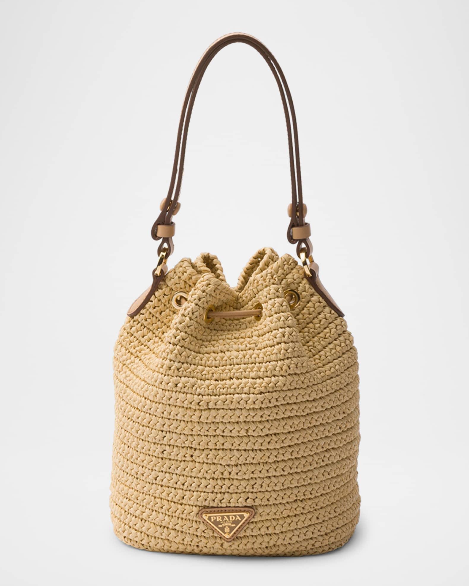 Crochet and Leather Mini Bucket Bag Product Image