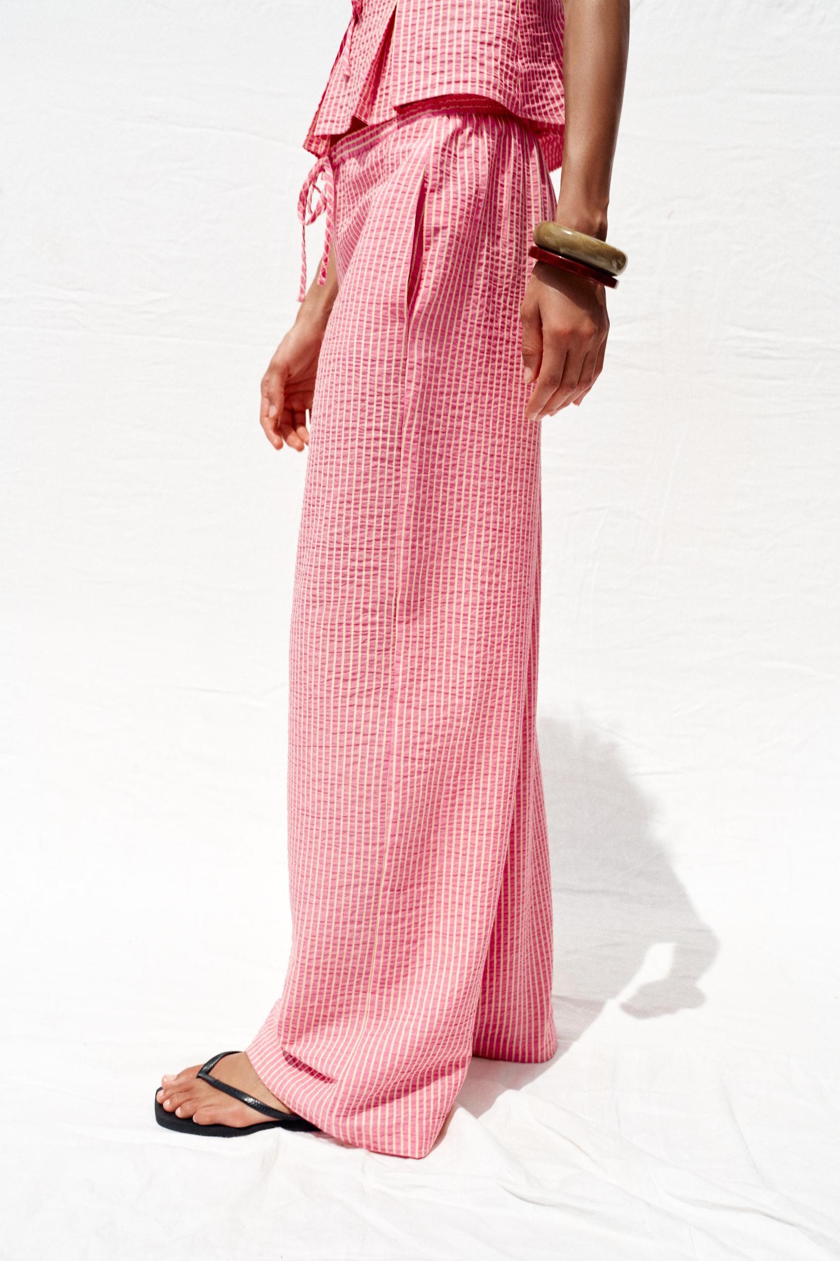 STRIPED WIDE LEG PANTS Product Image