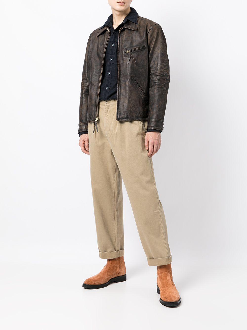 zipped leather jacket Product Image