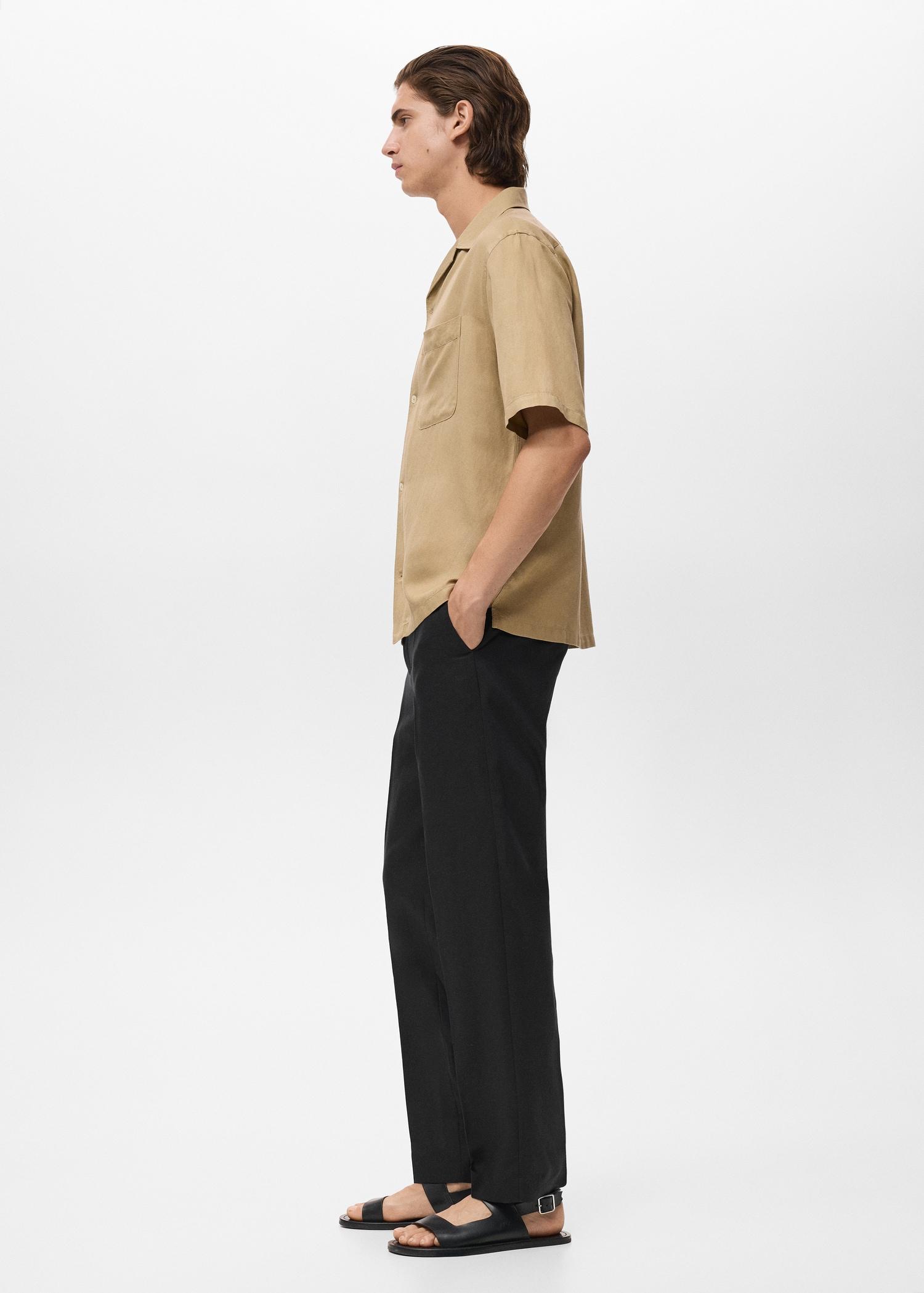 Straight-leg pants in a linen and lyocell blend - Men | MANGO USA Product Image
