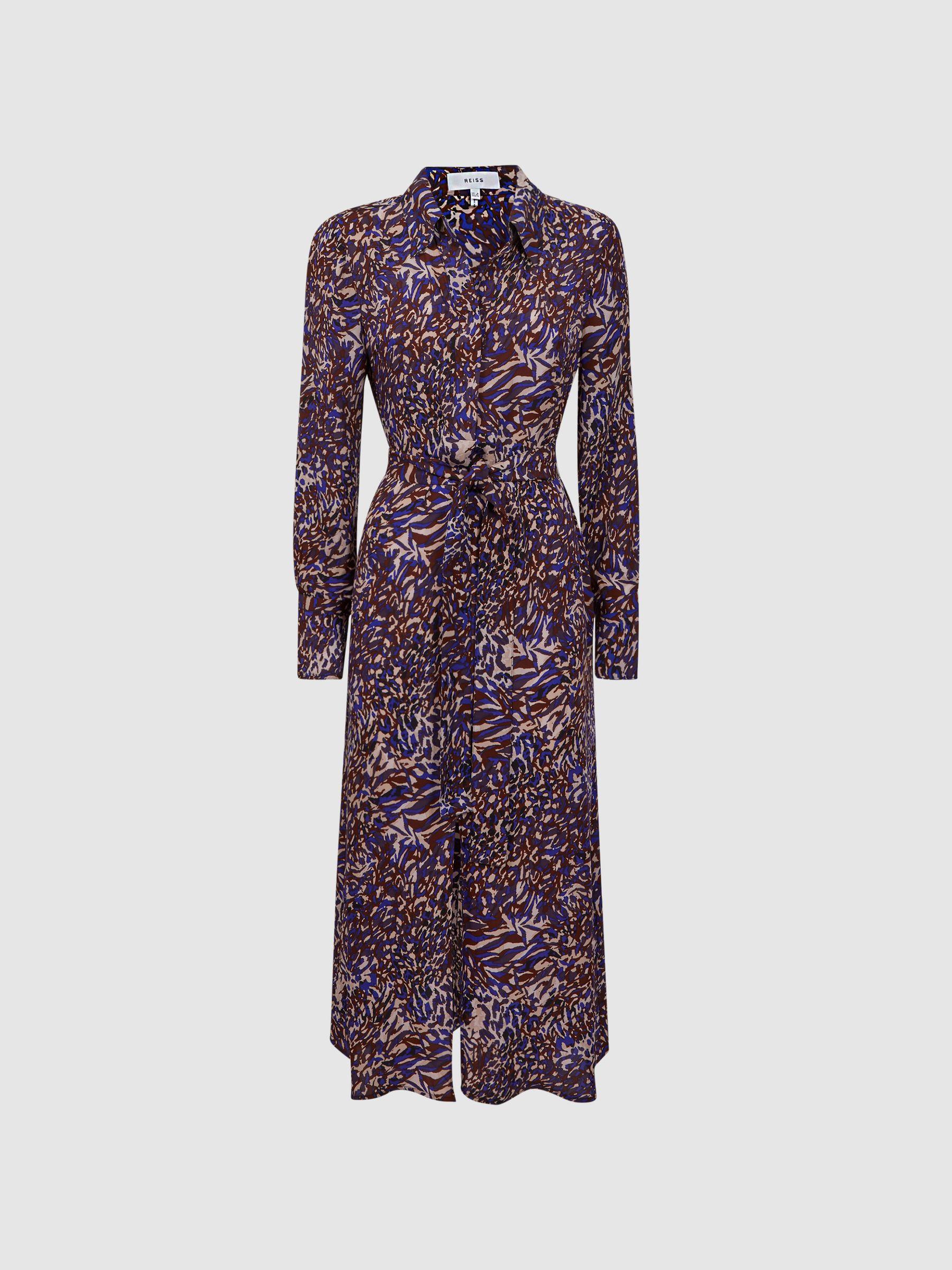 Animal Print Midi Dress in Blue Product Image