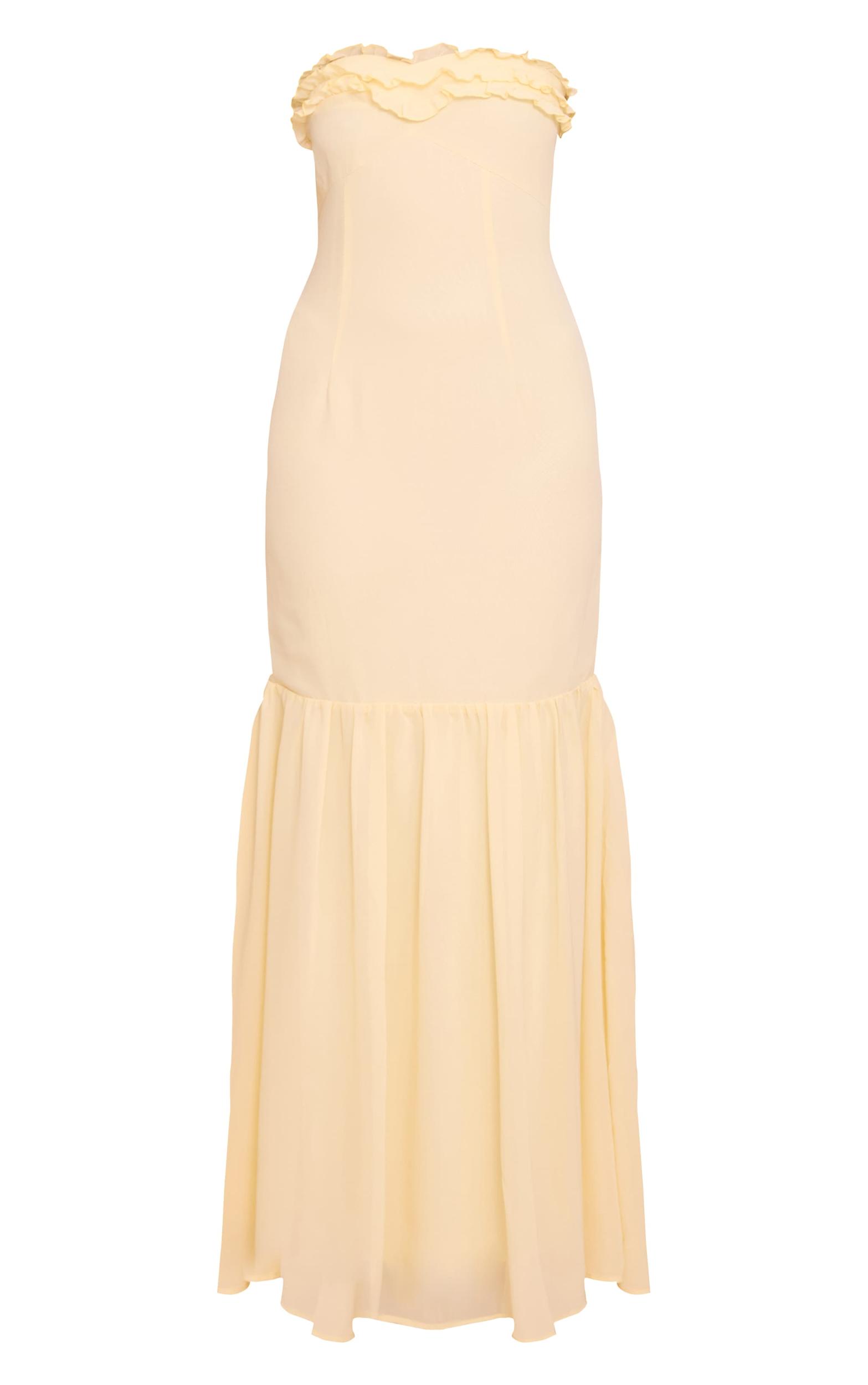 Lemon Chiffon Bandeau Frill Detail Maxi Dress Product Image
