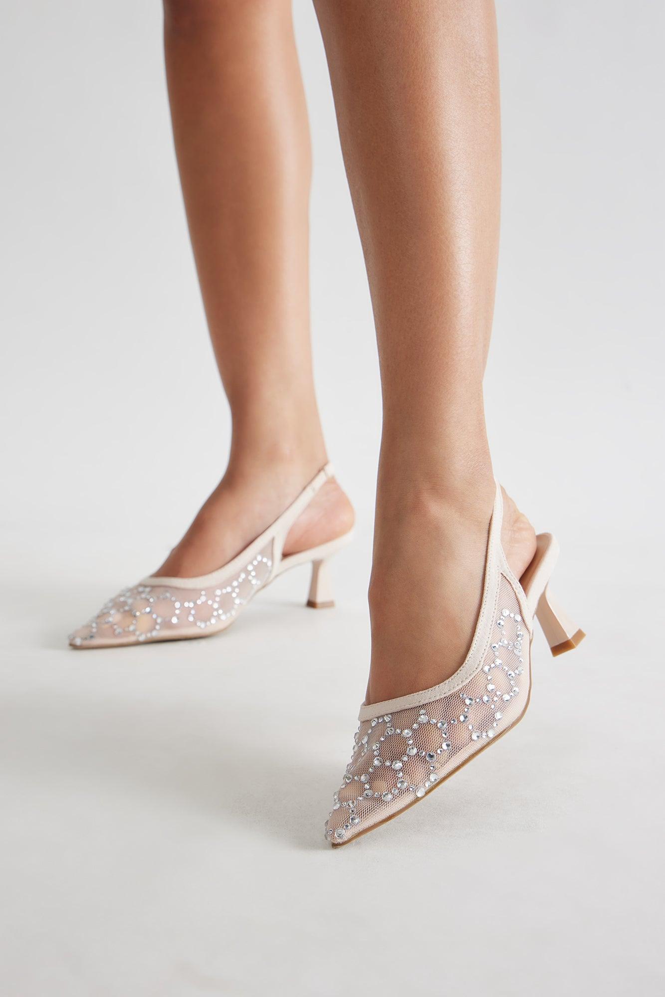 Mich Rhinestone Slingback Pumps - Nude Product Image